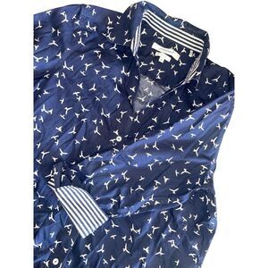 Foxcroft Easy Care‎ W M Navy Blue Seagulls Crisp Beachcore
